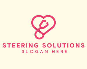 Pink Heart Stethoscope logo design