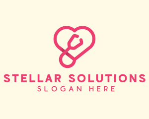 Pink Heart Stethoscope logo design