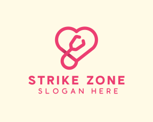 Pink Heart Stethoscope logo design