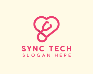 Pink Heart Stethoscope logo design