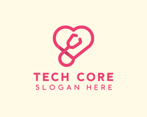 Pink Heart Stethoscope logo design