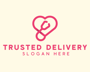 Pink Heart Stethoscope logo design