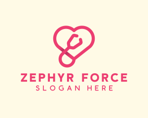 Pink Heart Stethoscope logo design