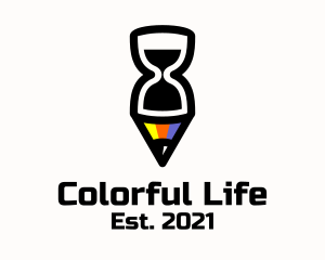 Colorful Pencil Hourglass Time logo design