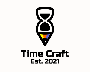 Colorful Pencil Hourglass Time logo design