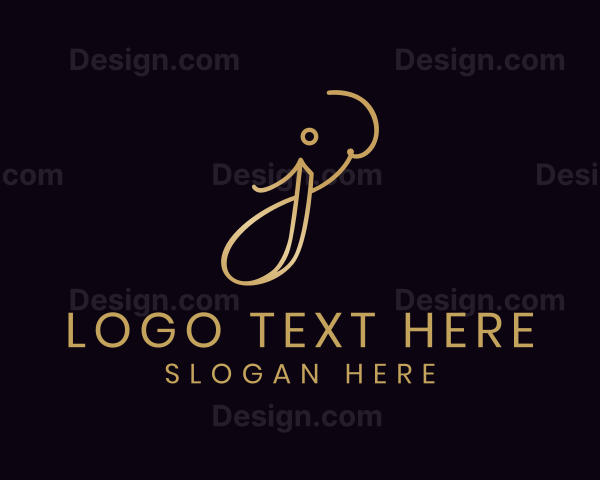 Gold Calligraphy Letter J Logo