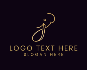 Gold Calligraphy Letter J logo design