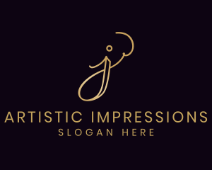 Gold Calligraphy Letter J logo design