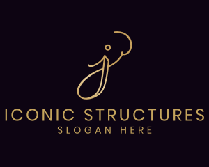 Gold Calligraphy Letter J logo design