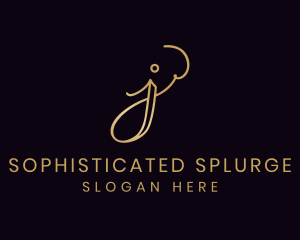 Gold Calligraphy Letter J logo design