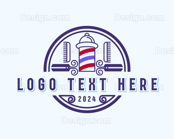 Grooming Barbershop Pole Logo