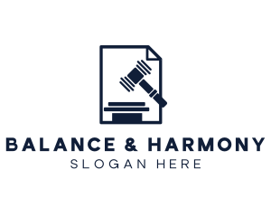 Legal Paper Justice Hammer logo design