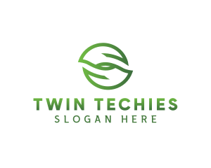 Twin Leaf Outline logo design