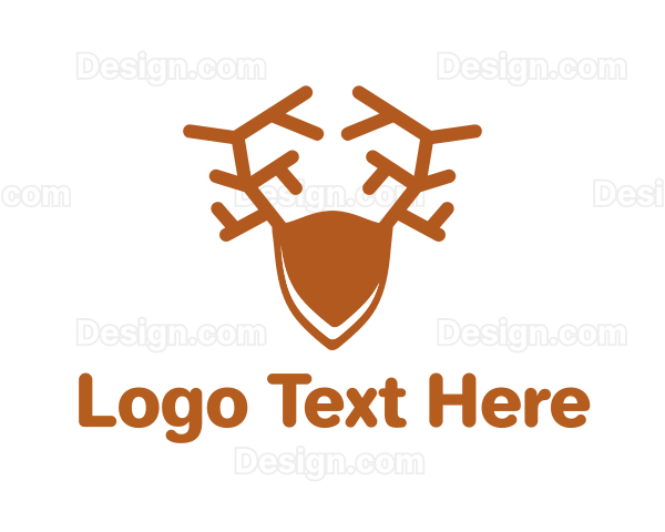 Deer Antlers Shield Logo