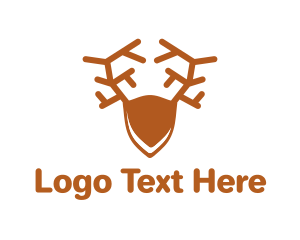 Hunt - Deer Antlers Shield logo design