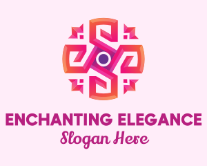 Pink Abstract Art Flower logo design