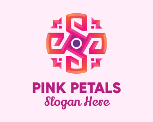 Pink Abstract Art Flower logo design