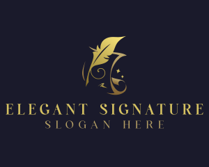 Calligraphy Feather Quill logo design