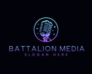 Microphone Neon Broadcast logo design