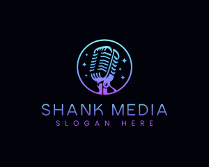 Microphone Neon Broadcast logo design