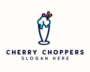 Ice Cream Milkshake Glitch logo design