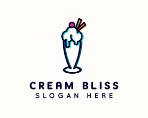 Ice Cream Milkshake Glitch logo design