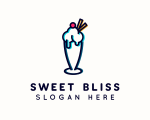 Ice Cream Milkshake Glitch logo design