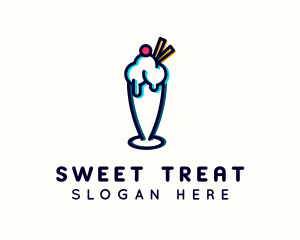 Ice Cream Milkshake Glitch logo design