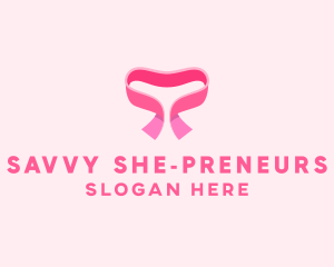 Pink Heart Ribbon logo design