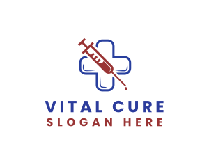 Medical Syringe Vaccination logo design