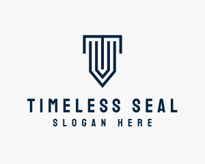 Column Shield Letter T logo design