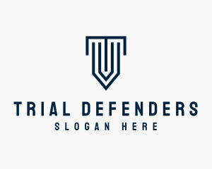 Column Shield Letter T logo design