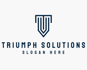 Column Shield Letter T logo design