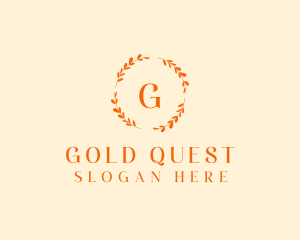 Elegant Gold Floral Wreath logo design