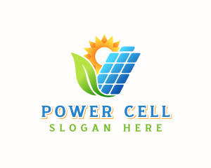 Solar Panel Battery Leaf logo