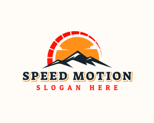 Mountain Speedometer Sunset logo design