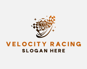 Helmet Racing Flag logo design