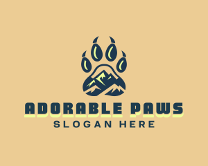 Wild Mountain Animal Paw logo design