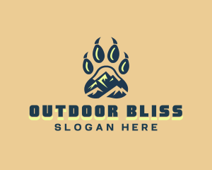 Wild Mountain Animal Paw logo design