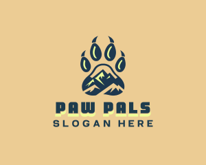 Wild Mountain Animal Paw logo design