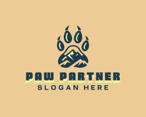 Wild Mountain Animal Paw logo design