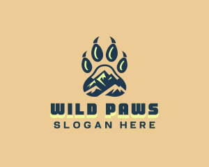 Wild Mountain Animal Paw logo design