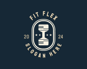 Hipster Gym Dumbbell  logo design