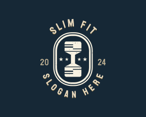 Hipster Gym Dumbbell  logo design