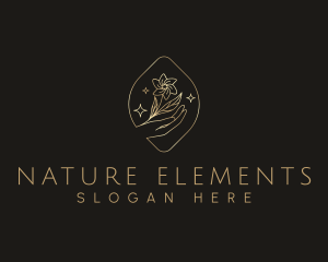 Hand Nature Flower logo design