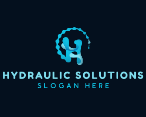 Liquid Water Letter H logo design