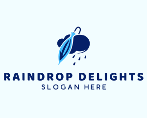 Umbrella Rain Cloud Weather logo design