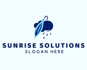 Umbrella Rain Cloud Weather logo design