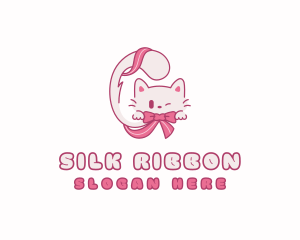 Pet Kitten Ribbon logo design