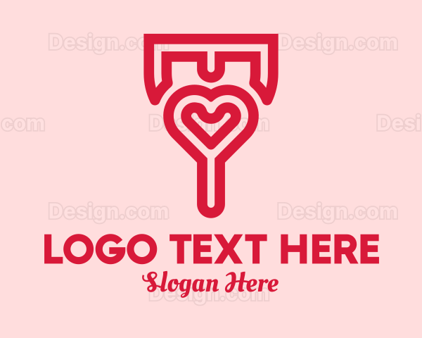 Romantic Heart Key Logo